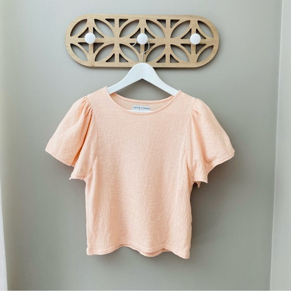 Madewell Flutter Sleeve Tee Shirt Top Light Pink Sz XXS - Picture 1 of 9